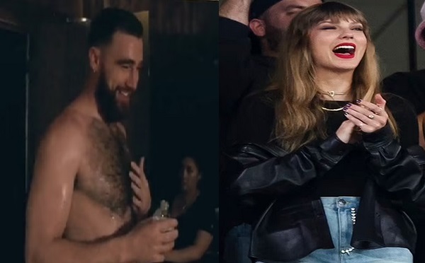 Taylor Swift and Shirtless Travis Kelce,