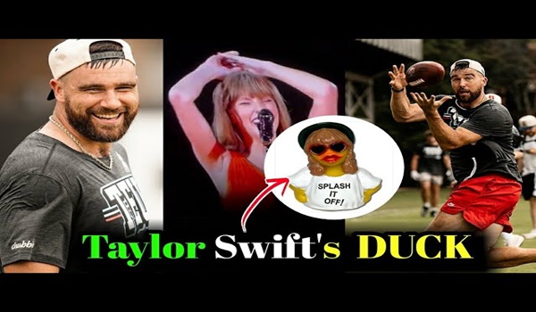 Travis Kelce with Taylor Swift rubber duck