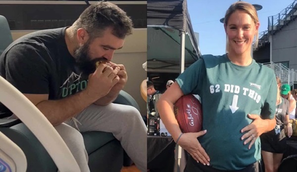 Kylie Kelce and Jason Kelce in hospital,,