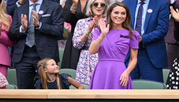 Princess Charlotte and Kate Middleton attend Wimbledon July 14,