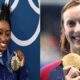 Katie Ledecky and Simone Biles with medal