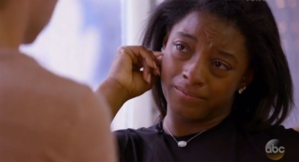 Simone Biles cries