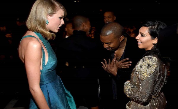 Taylor Swift and Kanye West with Kim Kardarshian