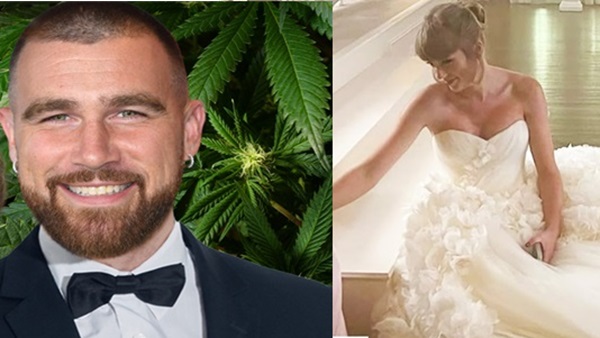 Taylor Swift and Travis Kelce on wedding dress