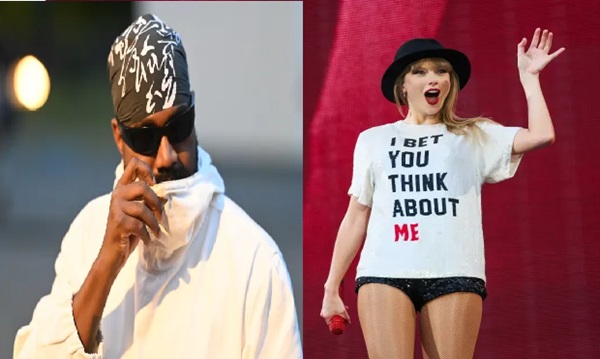 Taylor Swift on shirt with Kanye West