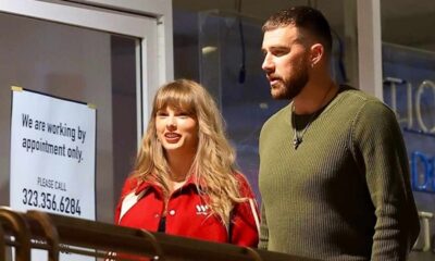 Travis Kelce and Taylor Swift in bar