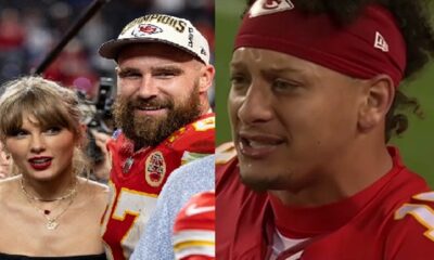 Travis and Taylor laughs as Patrick Mahomes cry