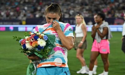 Alex Morgan crying on her retirement day