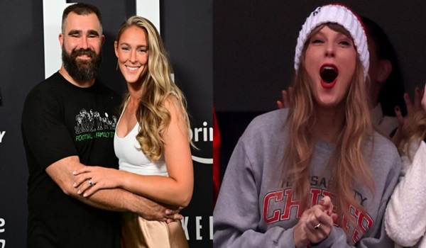 Jason Kelce and Taylor Swift mocking