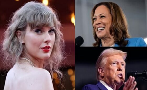 Taylor Swift, Kamala Harris with Donald Trump