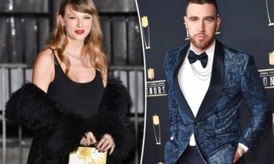 Taylor Swift and Travis Kelce in suit