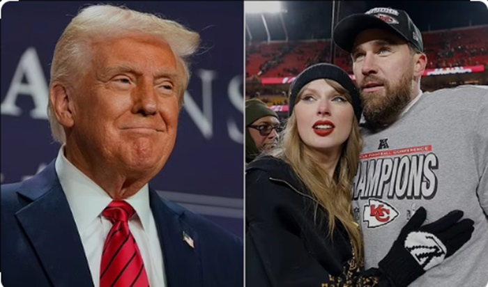 Donald Trump with Taylor Swift and Travis Kelce